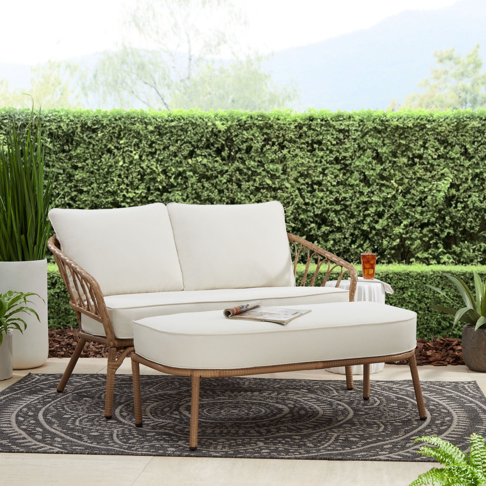 Better Homes & Gardens Willow Sage All-Weather Wicker Outdoor Loveseat and Ottoman Set Deal