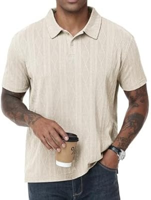 Men’s Knit Textured Polo Shirt Deal