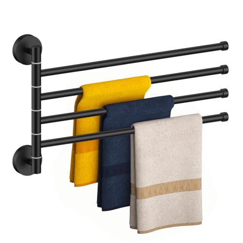 FORIOUS Swivel 4-Arm Towel Bar Matte Black