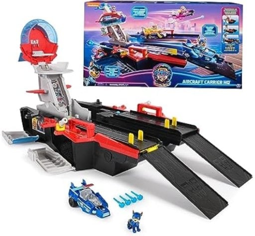 Paw Patrol: The Mighty Movie Aircraft Carrier HQ with Chase Action Figure and Mighty Pups Cruiser Deal