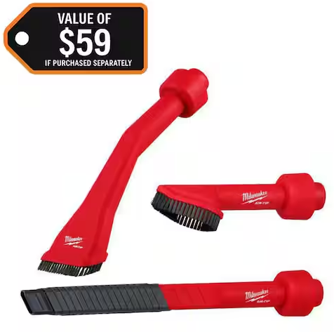 YMMV | Milwaukee AIR-TIP Claw Utility Nozzle, Rotating Corner Brush, Flexible Long Crevice Tool For Wet/Dry Vacuums Automotive Set (3-Pc)