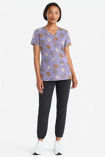 Aristocats Women's Graphic Scrub Tops