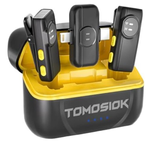 TomoSiok Wireless Lavalier Noise Cancellation Microphone (iPhone/iPad/Android)