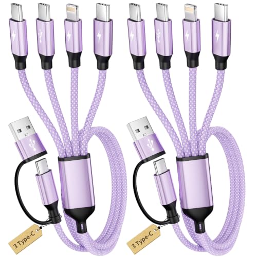 2-Pack 5FT 4-in-2 Multi Charging Cable w/ 3 USB-C & 1 Lightning Ports Deal