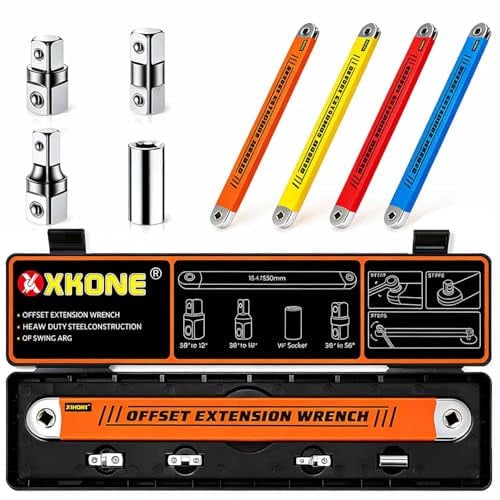 XKONE Offset Extension Wrench with Adapters