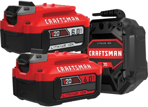 CRAFTSMAN V20 20-Volt 2-Pack Lithium-ion (4 Ah 6 Ah Battery and Charger) Deal