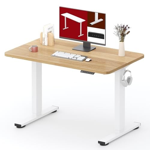SANODESK Electric Height Adjustable Standing Desk 40"x24" (White Frame/Maple Top) Deal