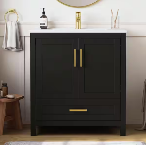 DELUXE DL LIVING Raven 31 in.W Single Sink Black Freestanding Bath Vanity