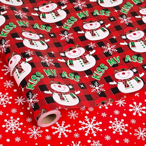 Funny Adult Reversible Christmas Wrapping Paper Roll