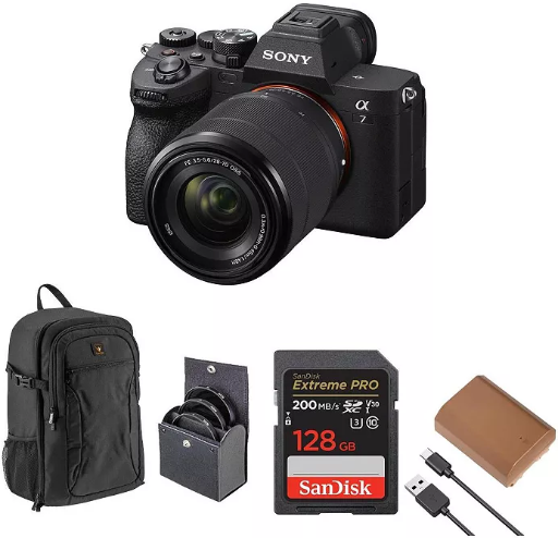 Sony Alpha a7 IV Full-Frame Mirrorless 4K Camera with FE 28-70mm Lens Bundle and 128GB SD Card