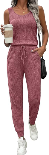 Ekouaer Sleeveless Ribbed One Piece Romper  