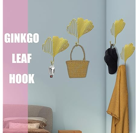 jomajo Modern Leaf Design Wall Mount Iron Single Hooks 2-Piece 6.7"