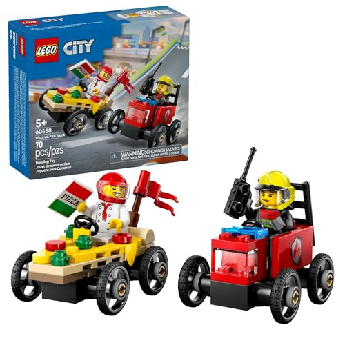 LEGO City Pizza vs. Fire Truck Race Car Pack Toy