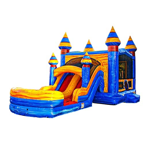 JumpOrange 13’ x 31’ x 15’ Melting Arctic Bounce House with Dual Lane Slide