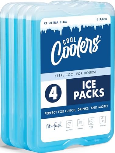 Fit + Fresh Cool Coolers Reusable Slim XL Ice Packs 4-Pack Deal