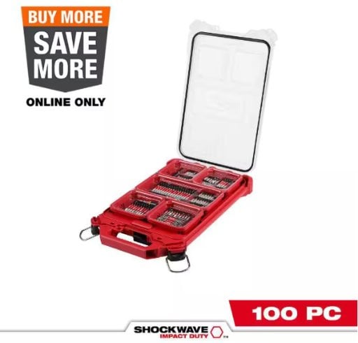 Milwaukee SHOCKWAVE Impact Duty Alloy Steel Screw Driver Bit Set with PACKOUT Case (100-Piece) Deal