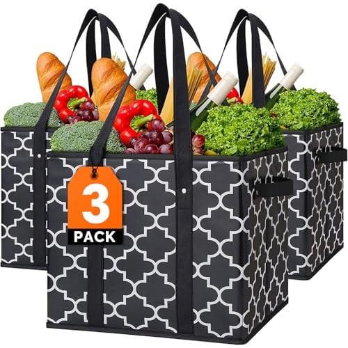 WISELIFE Reusable Grocery Bags 3-Pack