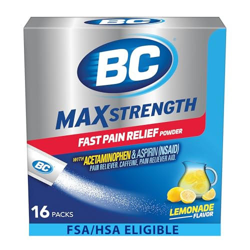 BC MAX Strength Fast Pain Relief Powder 16-Count (Lemonade)