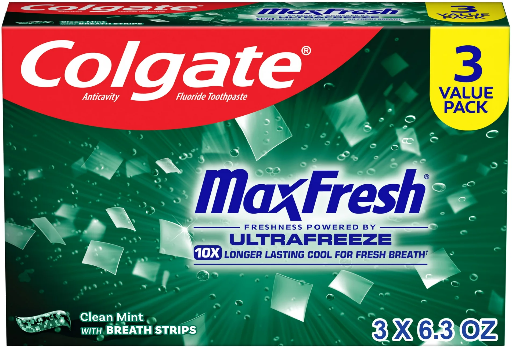 Colgate Max Fresh Clean Mint Toothpaste 3-Pack 6.3 Oz