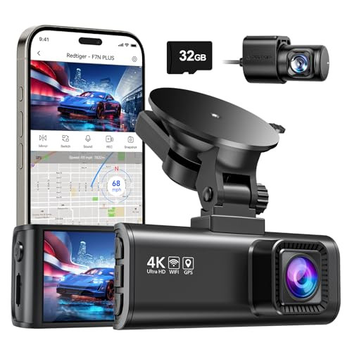 Redtiger F7NP Dash Cam 4K Front / 1080P Rear w/ Wi-Fi GPS & 3.16" Screen