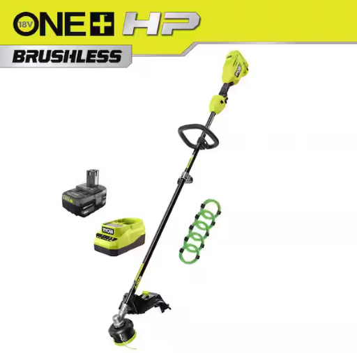 RYOBI ONE+ HP 18V Brushless Attachment Capable String Trimmer w/ Extra 5-Pack Pre-Cut Spiral Line, 4.0Ah Battery & Charger Deal