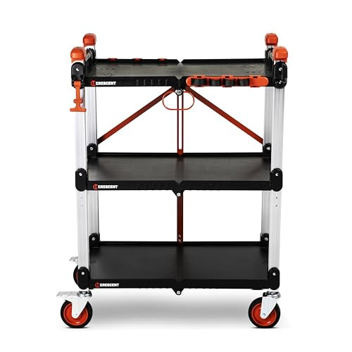 Crescent SITERUNNER 3 Shelf Heavy Duty Folding Jobsite Cart 300-lb Capacity