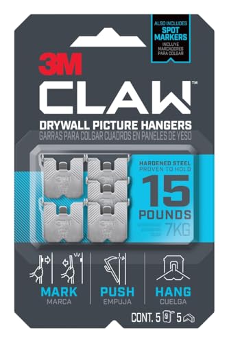 5-Pack 3M Claw Drywall Picture Hanger w/ Temporary Spot Marker (Up to 15 Lbs) Deal