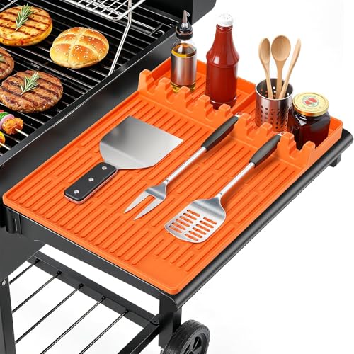 Silicone Grill Mat Compatible with Blackstone with Drip Pad, Orange Deal