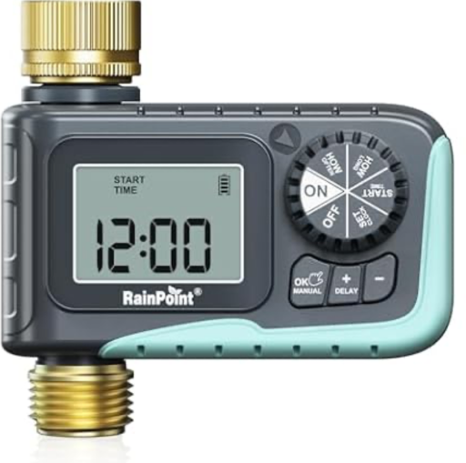 RAINPOINT Programmable Sprinkler Timer with Brass Inlet & Outlet Deal