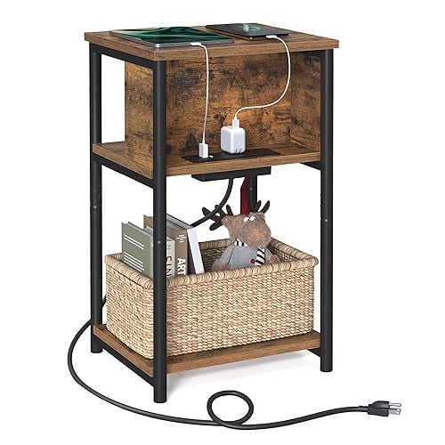 VASAGLE 3-Tier Side Table w/ Charging Station Deal