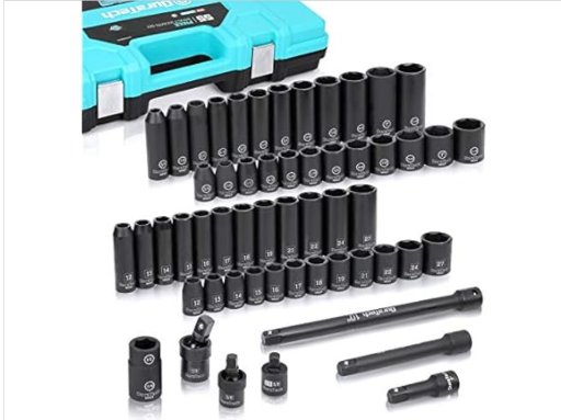 Duratech 55-Piece 1/2’’ & 6 Point Impact Socket Set (SAE & Metric)