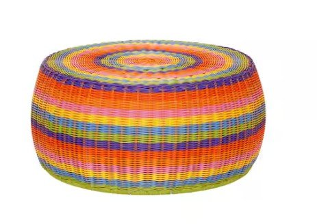 Household Essentials 9.5" Round Wicker Foot Stool Ottoman w/ Storage
