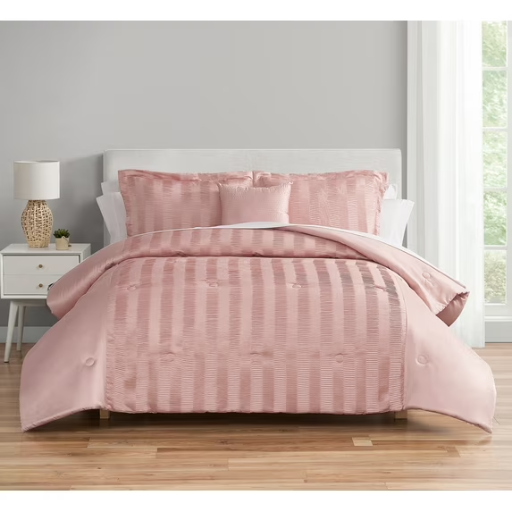 Mainstays Blush Pink 10-Piece Bed in a Bag Comforter Set w/ Sheets (King)