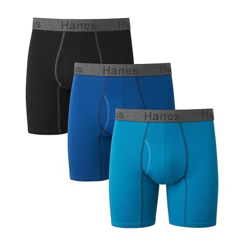 Hanes Men's Underwear Long-Leg Boxer Briefs 3 Pack Deal