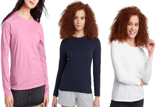 Hanes Womens Originals Long Sleeve Cotton T-Shirt