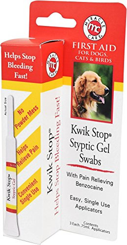 Miracle Care Kwik Stop Styptic Gel Swabs For Dogs, Cats and Birds, 3 Single Use Applicators