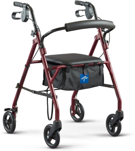 Medline Steel Rollator Walker with Seat for Seniors, Foldable