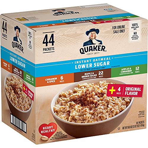 Quaker Lower Sugar Instant Oatmeal 44-Count (4-Flavor Variety Pack) Deal
