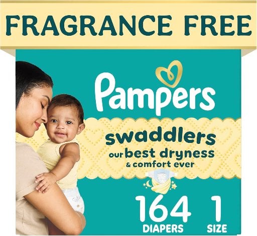 Pampers Swaddlers Diapers Size 1, 164 Count (2-Pack) Deal