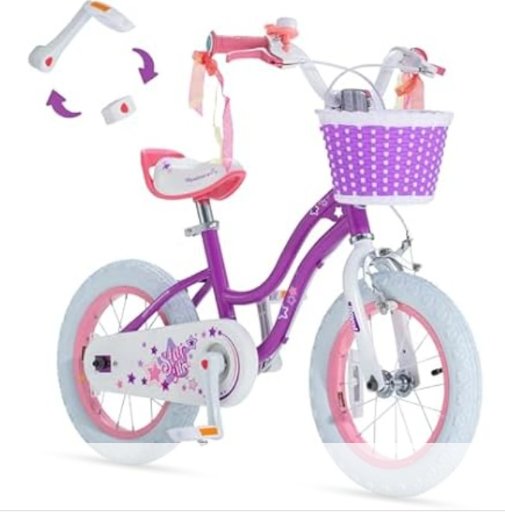 RoyalBaby Girls' EZ Stargirl 12" Bike w/ Basket & Training Wheels