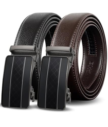 Mens Ratchet Belts Leather 2-Packs