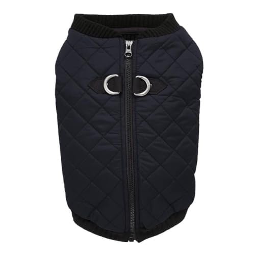 Small Dog Vest/Sweater Bomber Jacket Coat with Stretchable Chest, Black, Small