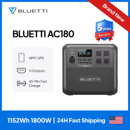 BLUETTI AC180 Solar Portable Power Station 1152Wh 1800W LiFePO4 Deal