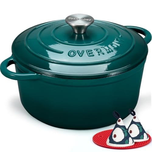 Overmont 7-Quart Enameled Cast Iron Dutch Oven w/ Lid