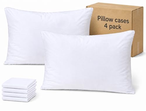 White Pillow Cases Queen 4-Pack
