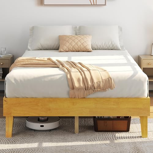 Yaheetech Solid Wood Full Platform Bed Frame w/ Wooden Slats