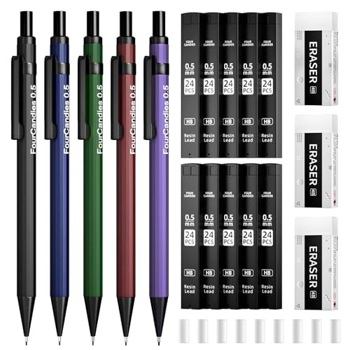 Four Candies Metal Mechanical Pencils 5-Pack (0.5 mm)
