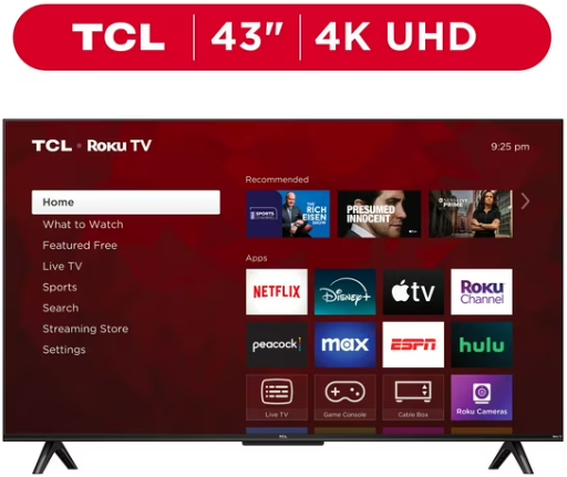 TCL 43" 4K UHD HDR Smart TV with Roku TV