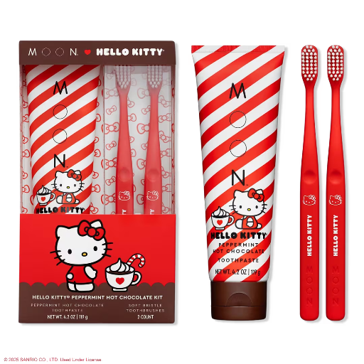 Moon x Hello Kitty Peppermint Hot Chocolate Kit w/ Tooth Paste & 2 Tooth brushes