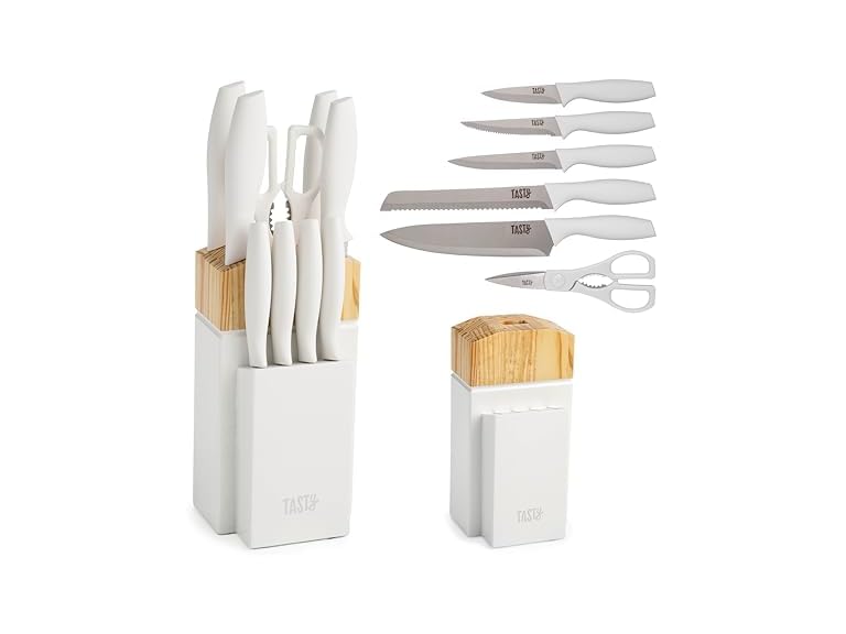 10-Piece Tasty Kitchen Knife Set w/ Block (White)